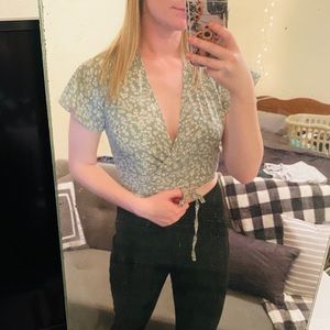 Cropped Floral Wrap Top